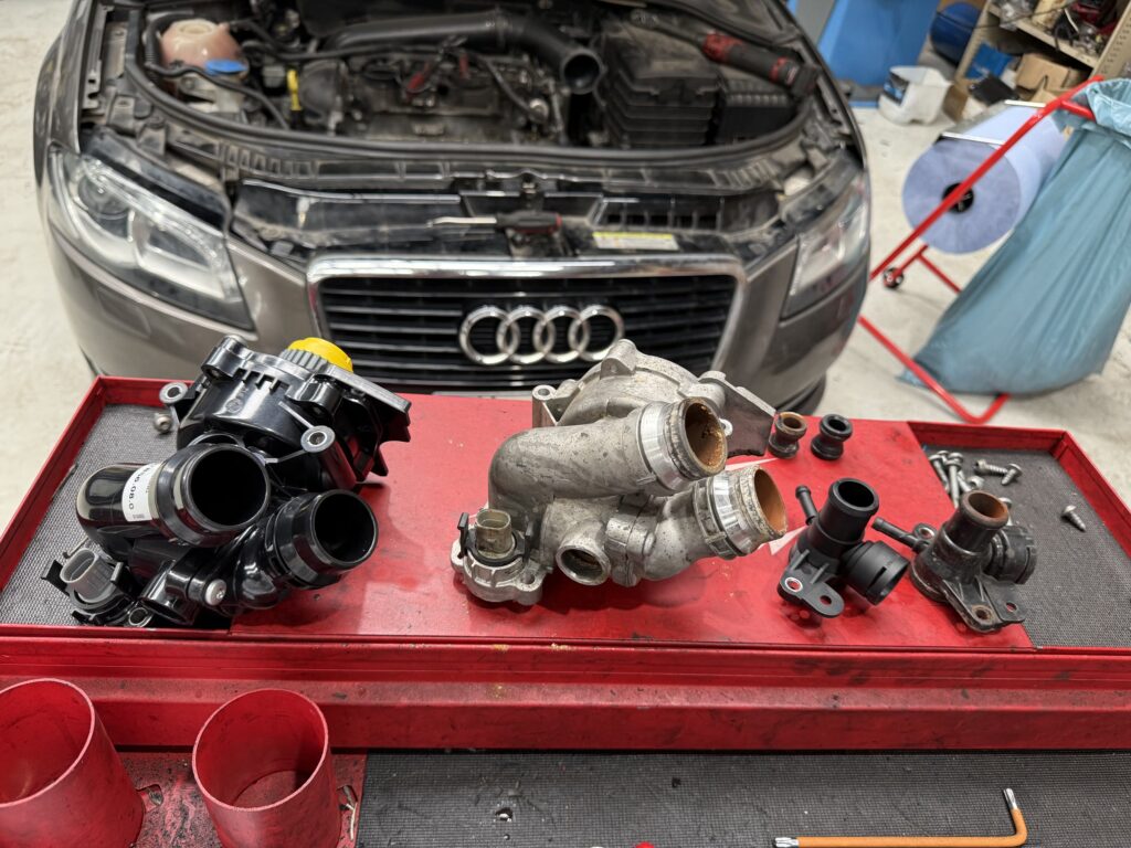 Audi A3 convertible cooling-system work in Alphington: Part 1
